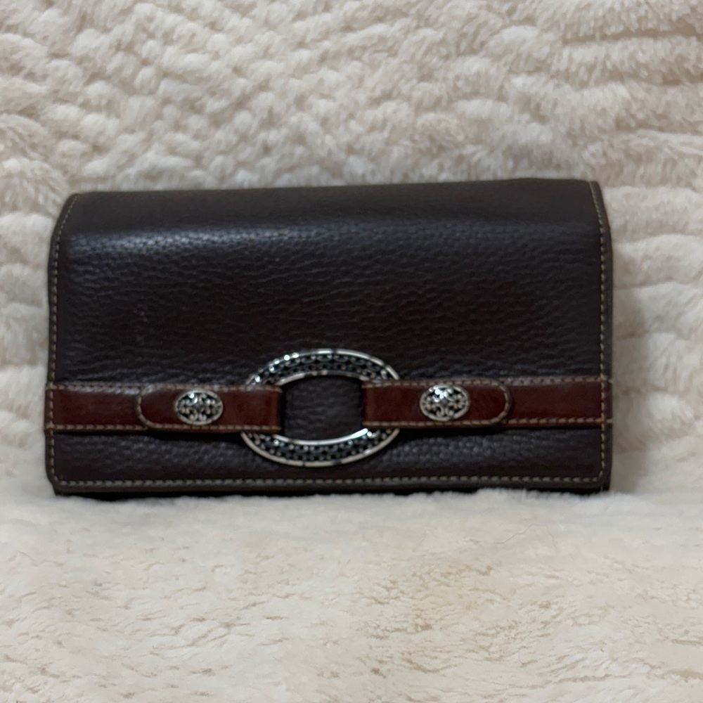 Brighton Brown Leather Wallet with Silver Accents